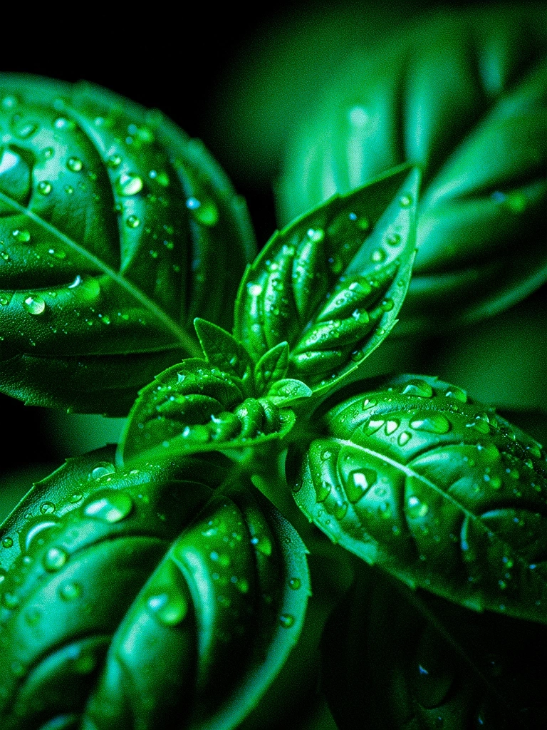 Verse basilicum textuur